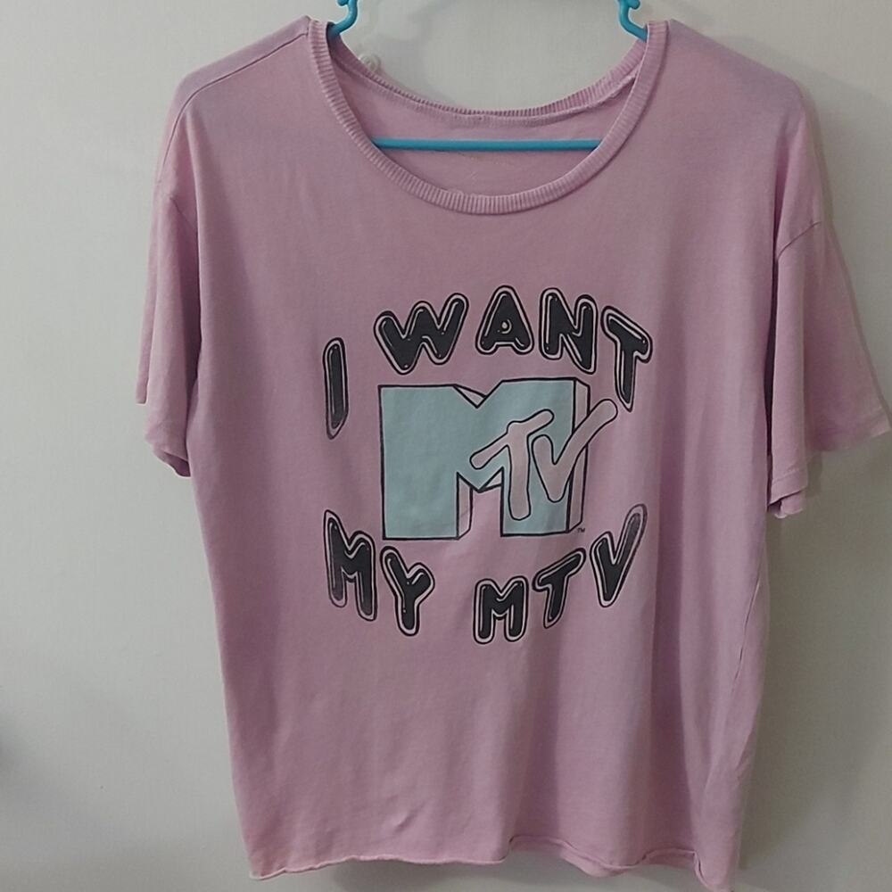 American Eagle Outfitters X MTV Purple Tee XS Concert Festival Summer Music 80s